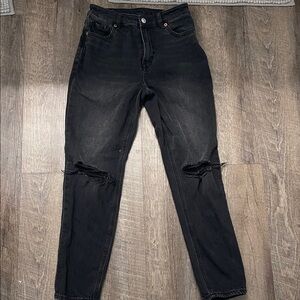 American Eagle Outfitters Black Distressed Ankle Jeans